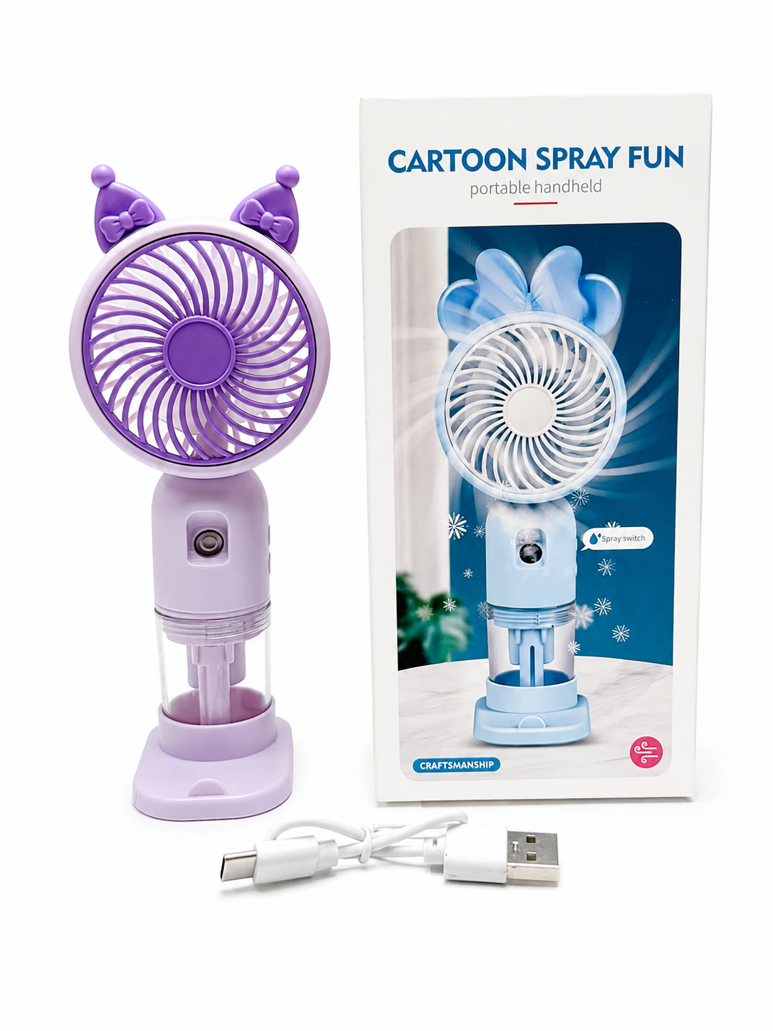 Rechargeable Cartoon Mini Cooling Fan With Mist