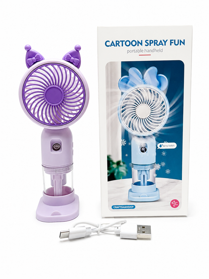 Rechargeable Cartoon Mini Cooling Fan With Mist